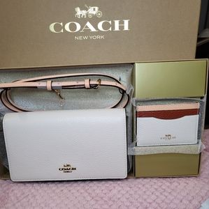 Coach Anna foldover clutch crossbody and card case